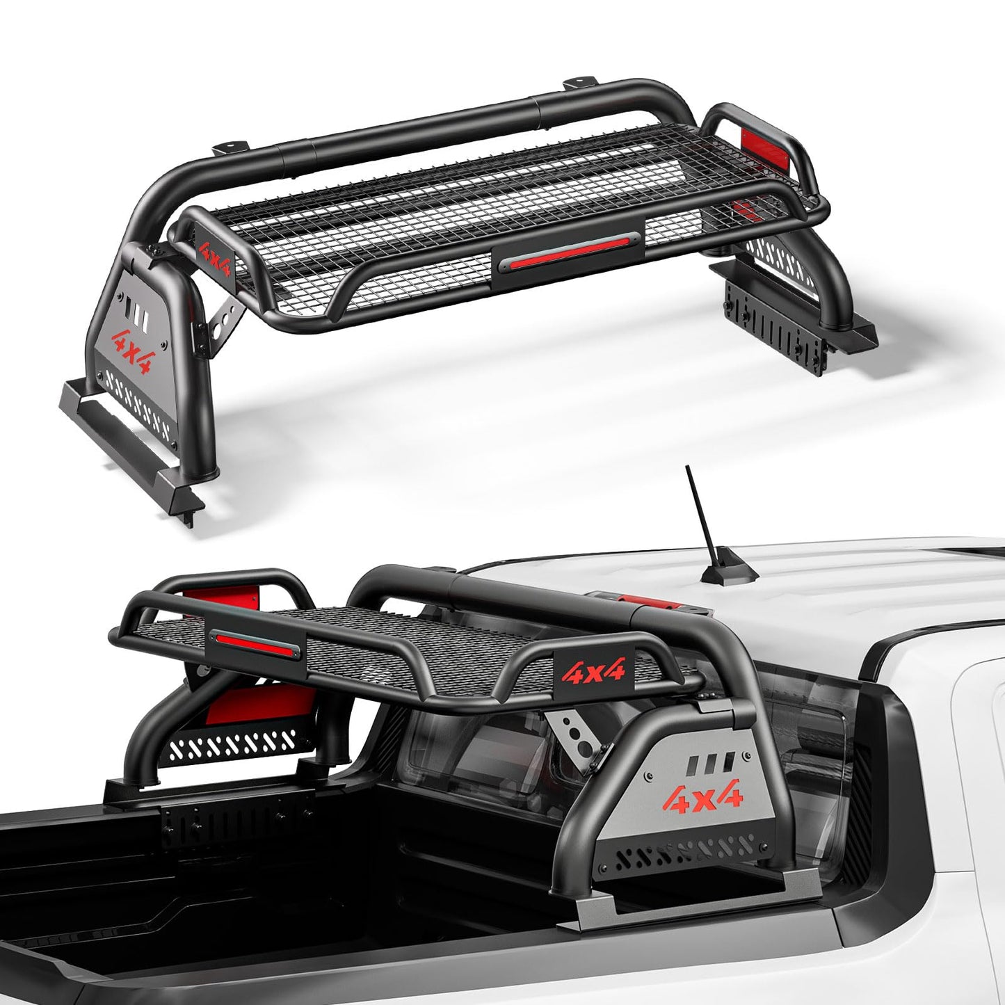 Adjustable Roll Bar for Truck with Cargo Basket Compatible with Full-Size Pickup Trucks Ford F-150, Chevy Silverado 1500, Ram 1500, GMC Sierra 1500, Tundra, Titan