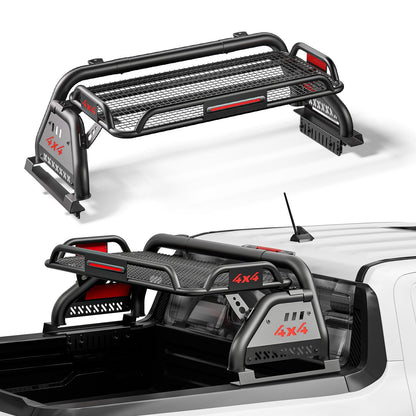 Adjustable Roll Bar for Truck with Cargo Basket Compatible with Full-Size Pickup Trucks Ford F-150, Chevy Silverado 1500, Ram 1500, GMC Sierra 1500, Tundra, Titan
