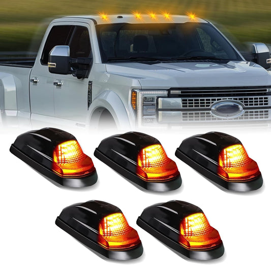 Cab Roof Top Marker Lights Amber Led Running Clearance Lamps for 2017-2022 Ford F250 F350 F450 F550 Super Duty Pickup Trucks, 5PCS (Smoked Black)