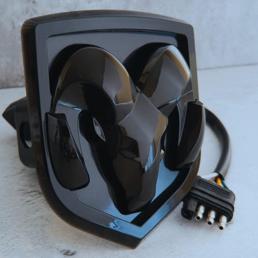 RAM Truck Lighted Hitch Cover – Licensed Black LED Logo Emblem, Fits 1-1/4" & 2" Receivers