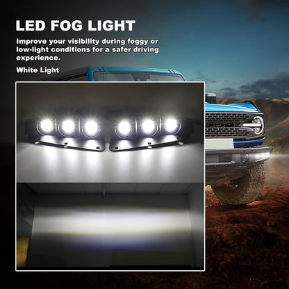 LED Fog Lights for Ford Bronco 2021 2022 2023 2/4 Door, Front Bumper Fog Lamps with Bracket, Daytime Running Light Accessories (White Light)