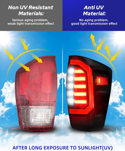 AUTOONE 2023 Upgraded Toyota Tacoma LED Tail Light Assembly with Black Housing Smoked Lens, Rear Lamp Replacement for 2016 2017 2018 2019 2020 2021 2022 2023 Toyota Tacoma, Driver & Passenger Side