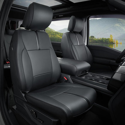 Leather Waterproof Black Seat Covers  for Ford F150 Seat Covers 2015-2026 SuperCrew/CrewCab(XL,XLT)