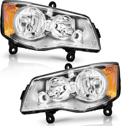 Headlight Assembly for 2001-2020 Dodge Grand Caravan & Chrysler Town & Country - Compatible with 2001-2003 Chrysler Voyager, Left & Right Replacement - OMOTOR