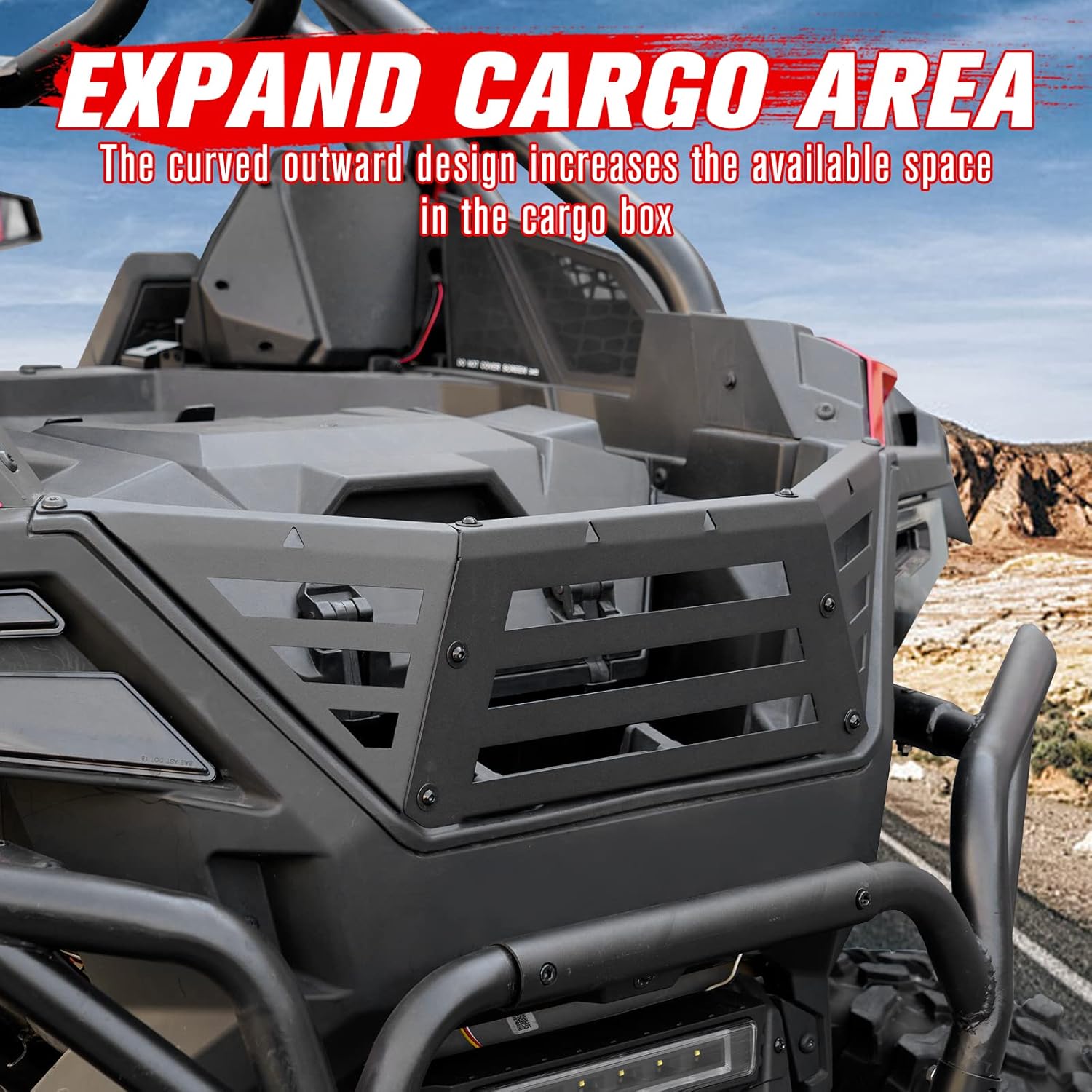 A & UTV PRO Bed Enclosure Tailgate for Polaris RZR PRO XP / XP4 2020 2021 2022 2023 2024, for RZR Turbo R 2022-2024, UTV Heavy Duty Steel Rear Cargo Bed Rack Extender Accessories, Black