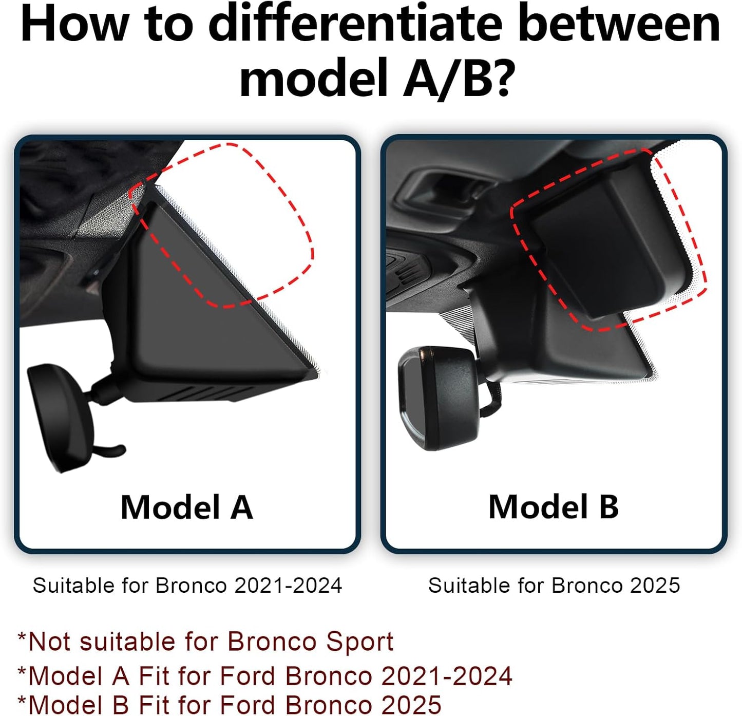 4K Dash Cam Fit for Ford Bronco 2021 2022 2023 2024(Model A), Does Not Fit Ford Bronco Sport, WiFi & App, 64GB Card