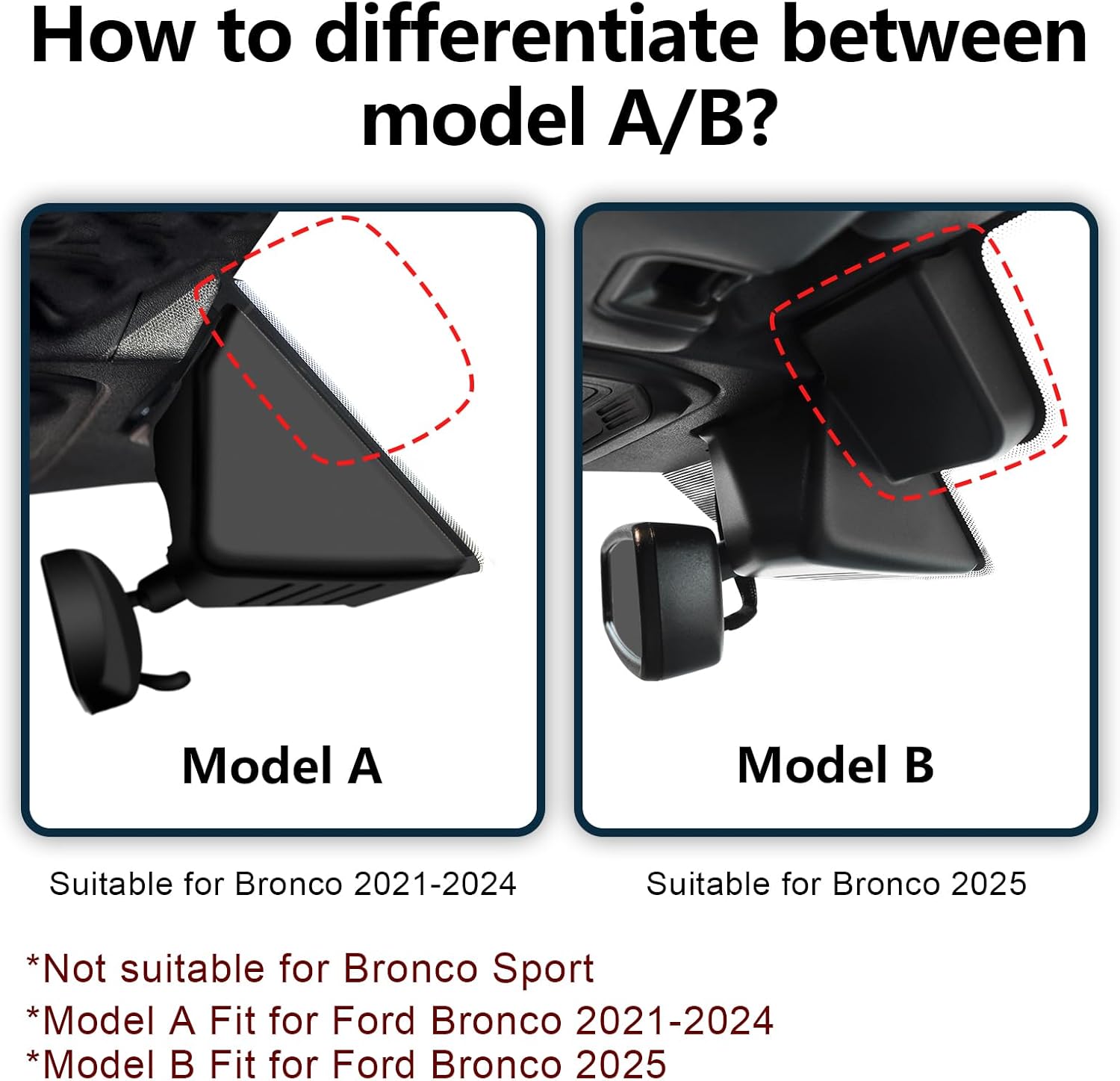 4K Dash Cam Fit for Ford Bronco 2021 2022 2023 2024(Model A), Does Not Fit Ford Bronco Sport, WiFi & App, 64GB Card