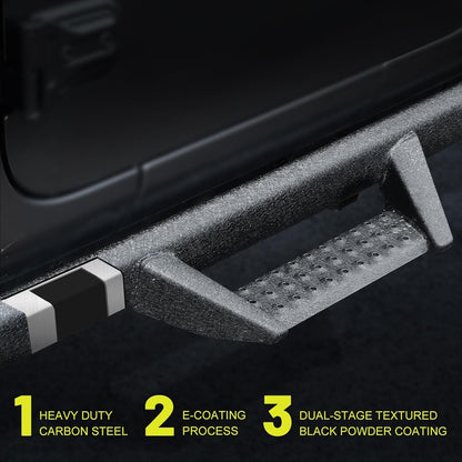 BINARY STAR Curve Design Running Boards Compatible with Vehicle 2020-2025 Jeep Gladiator Jt 4 Door, Rock Rails Sliders Drop Down Side Steps Made with Carbon Steel.