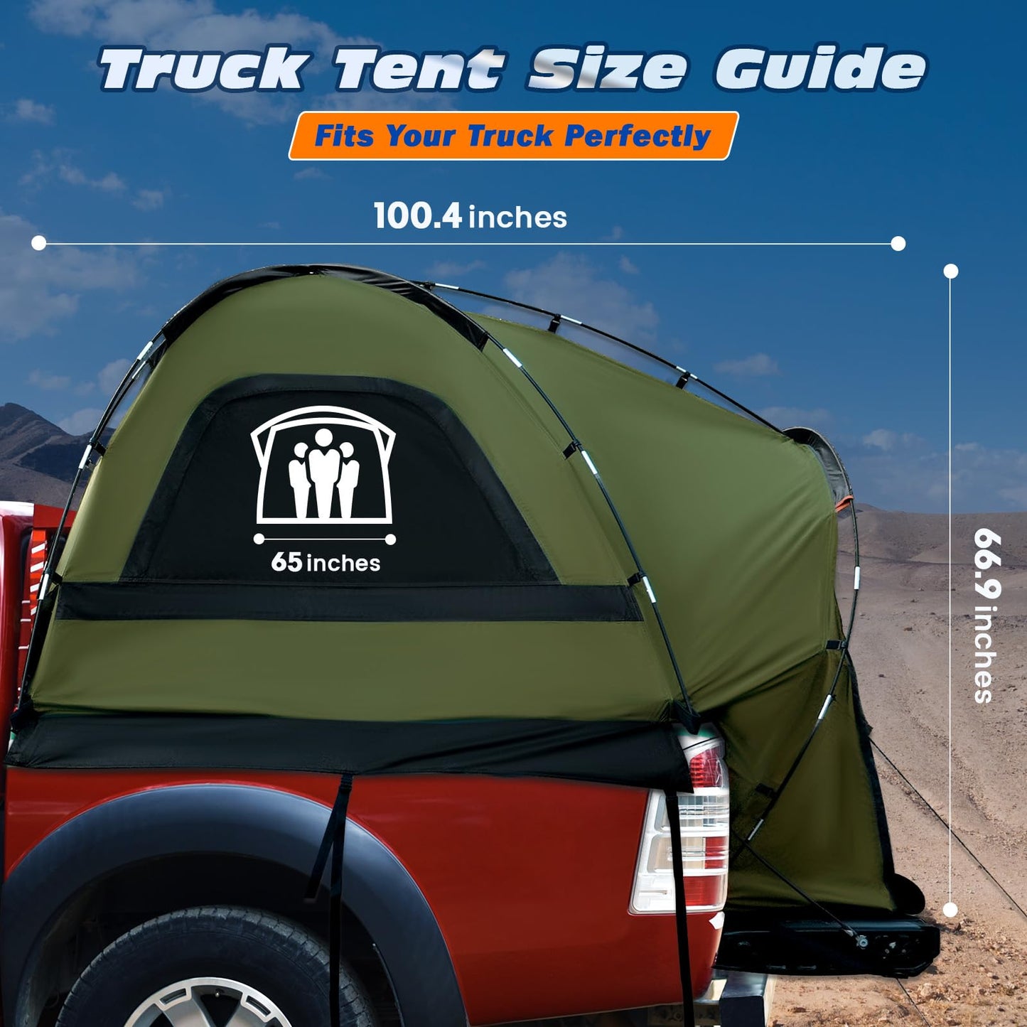 Truck Bed Tent, Waterproof PU3000mm Pickup Truck Tent for Camping Bed, for Car Camping