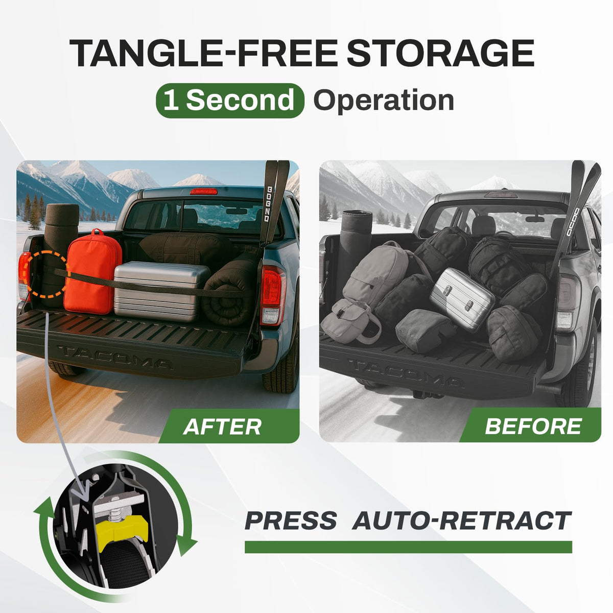 Rotating Retractable Ratchet Straps Fit for Toyota Tacoma 2005-2026