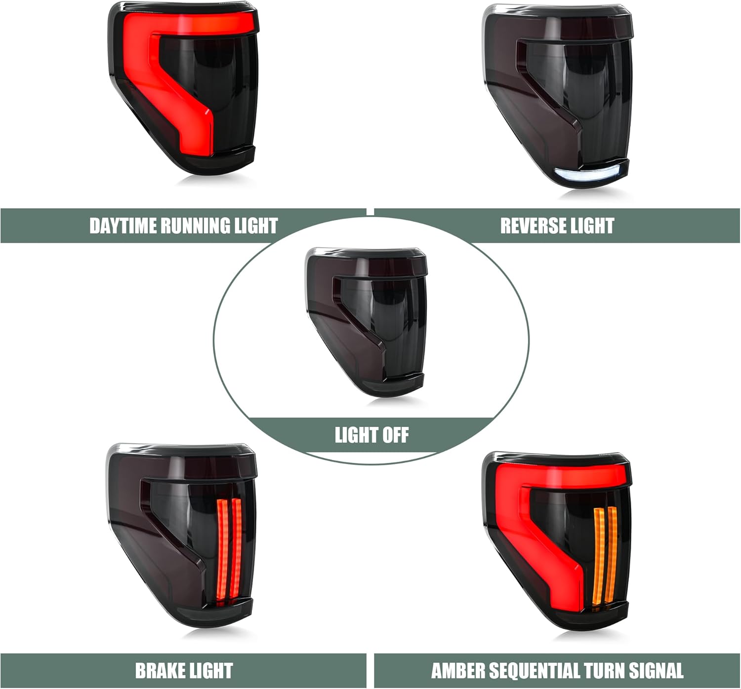 Tail Lights Compatible with 12th Gen F150 Pickup Truck 2009-2014, Rear Lamps Assembly w/Animation w/Amber Sequential Signal Lights w/Spoiler Light, Smoke Lens