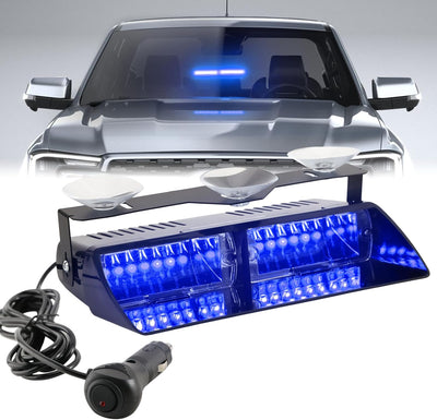 LED Dash Police Emergency Strobe Light Bar, 16 LEDs, 19 Flash Patterns for Bus, RV, Car, Truck, Tractor