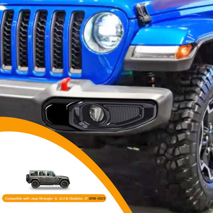 Front Fog Light & Front Bumper Anti-Collision Cover Trim Compatible with Jeep Wrangler JL JLU & Gladiator JT 2018-2023