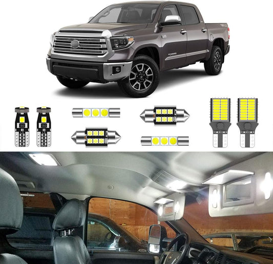 18PCS Super Bright White Interior LED Light Kit Package for 2007-2021 Toyota Tundra + Cargo Lights + License Plate Lights and Install Tool