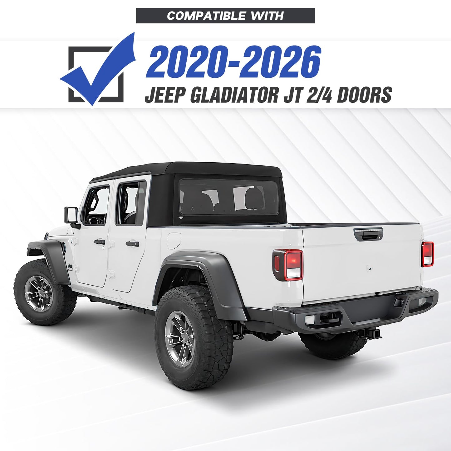 Rear Bumper with LED Lights, License Plate Frame Compatible with 2020-2026 Jeep Gladiator JT