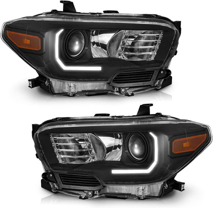 LED DRL Headlights for 2016-2022 Toyota Tacoma TRD/Limited - Black/Chrome Housing, Headlight Assembly Replacement - OMOTOR