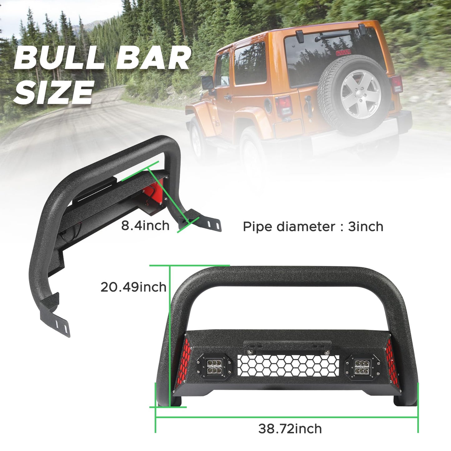 Bull Bar Fit with LED Light & w/License Plate Bracket for Toyota Tundra 2022-2026  (Note:Doesn't fit Front Radar Models)