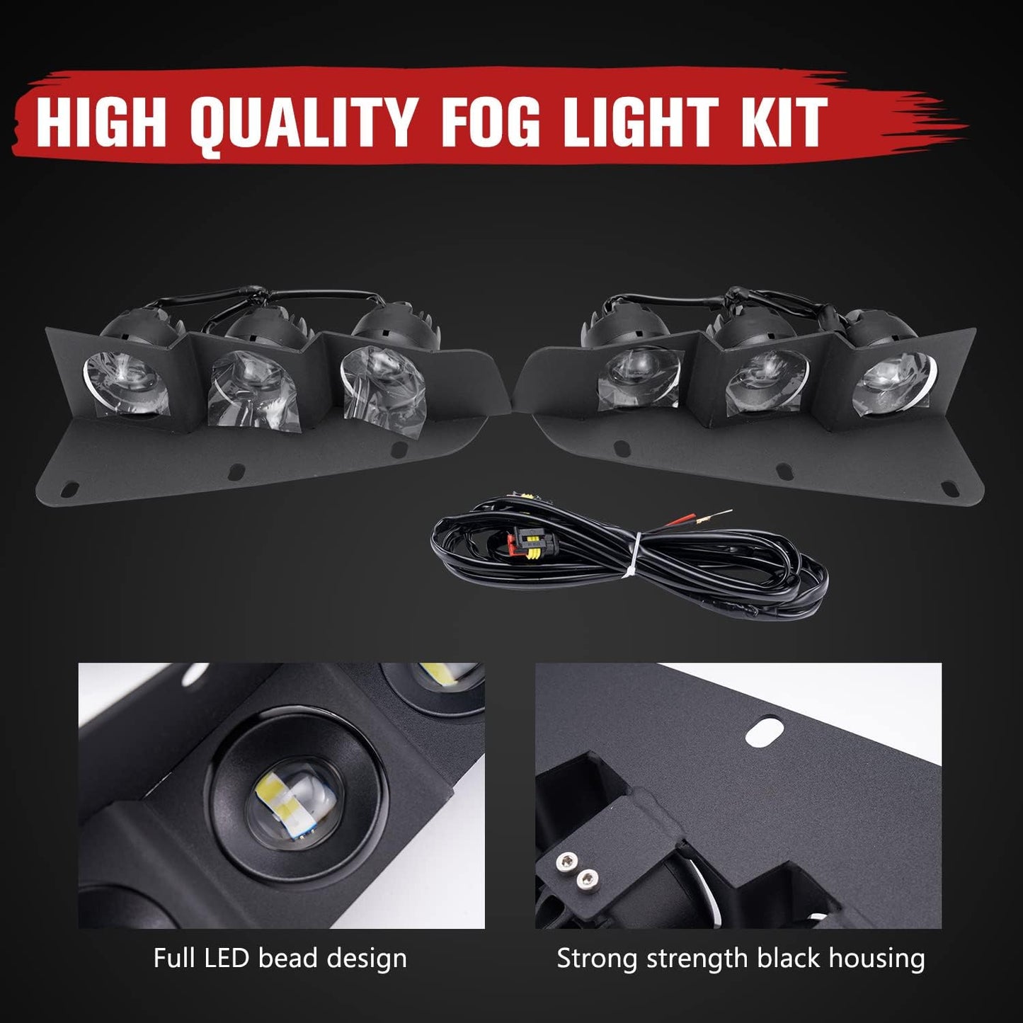 LED Fog Lights for 2021 2022 2023 Ford Bronco 2/4-Door, Front Lower Bumper Fog Light Kit with Bracket, White Daytime Running Light Assemble Accessories, 2PCS