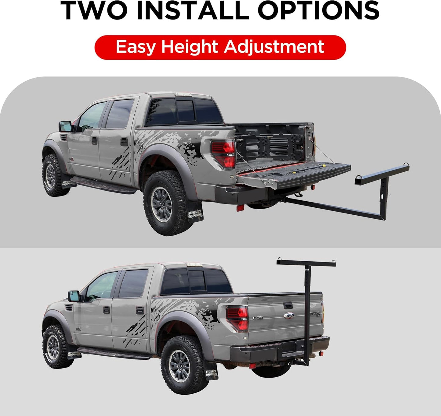 Rockland Truck Bed Extender, 2 in 1 Design Foldable Pick Up Truck Bed Extender for Canoe Kayak Ladder Lumber, 350 LBS Load Capacity
