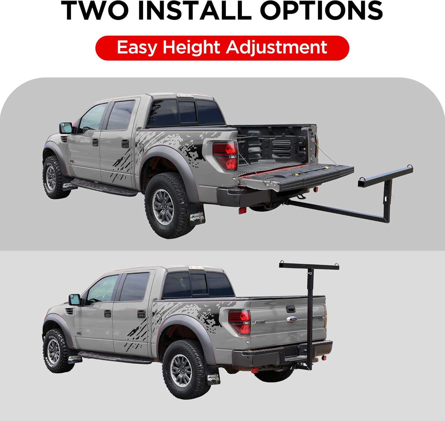 Rockland Truck Bed Extender, 2 in 1 Design Foldable Pick Up Truck Bed Extender for Canoe Kayak Ladder Lumber, 350 LBS Load Capacity