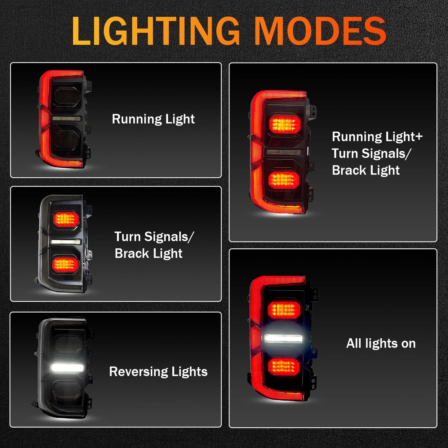 LED Tail Lights with Reverse Parking Brake Light for Ford Bronco 2021-2026 2/4 Door (Excludes Raptor & Sport)