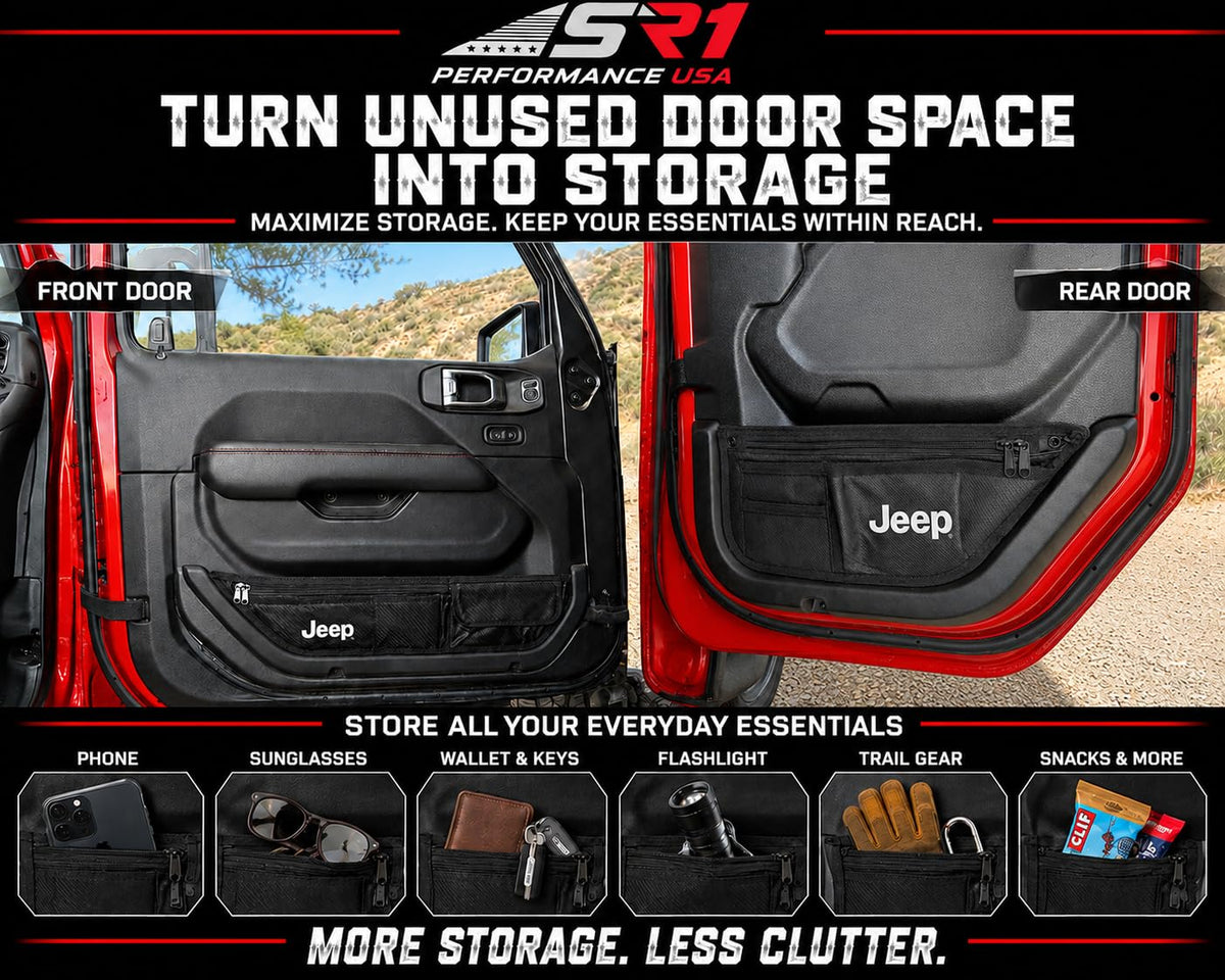Front & Rear Door Storage Bags for Wrangler JL 2018-2027 & Gladiator JT 2020-2027