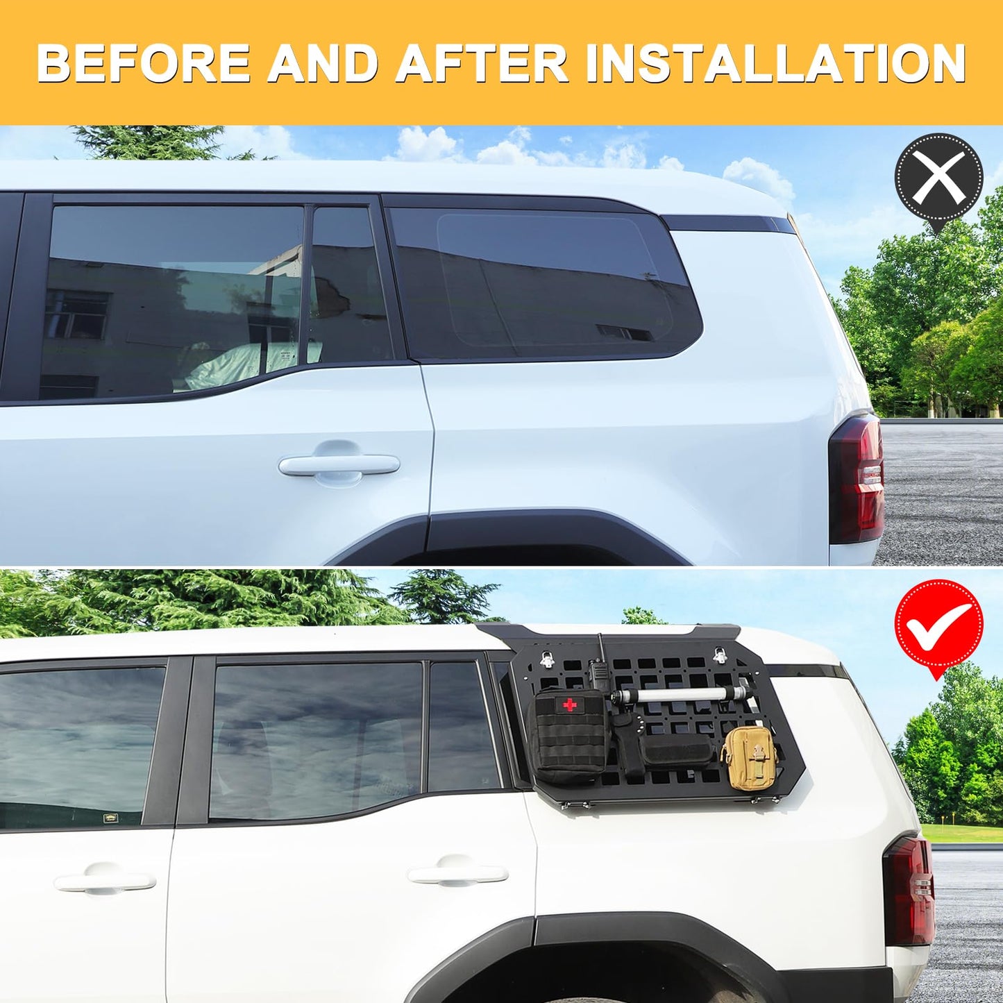 Rear Side Window Storage Molle Panel Compatible with Toyota Land Cruiser Prado 250 J250 LC250 2024 2025