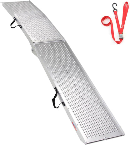 7.5'L × 11" W Folding Loading Ramp, 750 lbs Capacity, Aluminum Portable ATV UTV Ramp/Motorcycle Ramp/Truck Ramp for Dirt Bikes,Carts,Trucks,Lawn Mowers,Snow Blowers Pickup,1 PC Silver - OMOTOR