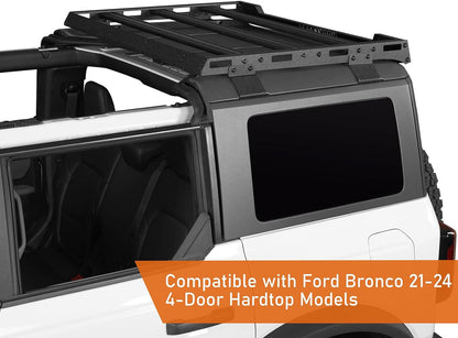 Half Short Roof Rack Rear Cargo Basket Crossbar for 2021 2022 2023 2024 Ford Bronco 4 Door Hardtop (Exclude Bronco Sport) - OMOTOR