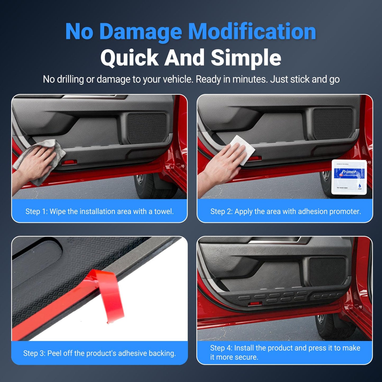 4PCS Car Door Anti Kick Pads Sticker Compatible with 2022-2026 Toyota Tundra