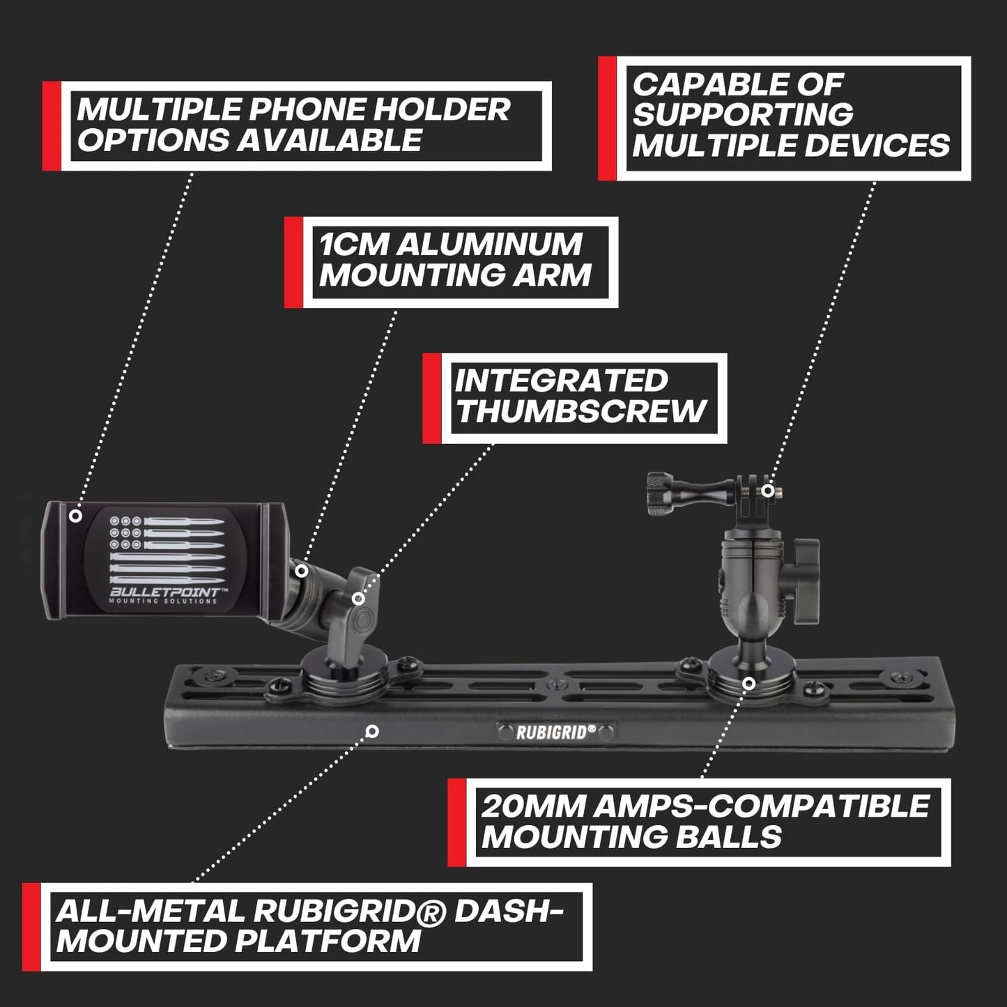 Metal Dash Phone Mount Compatible with 2016-2023 Toyota Tacoma
