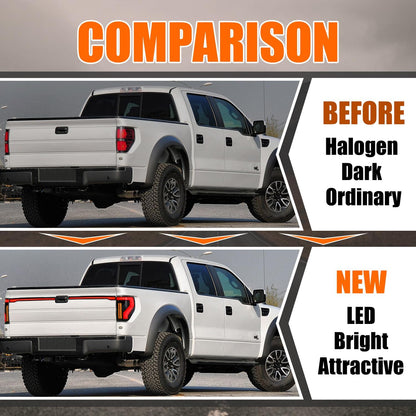 LED Tail Lights for 2009-2014 Ford F150 F-150 Pickup Taillight Assembly with Tailgate Light/Start up Animation/Sequential Turn Signal/Driver & Passenger Side Rear Lamp