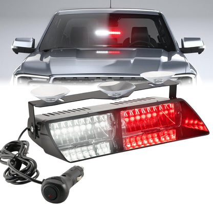 LED Dash Police Emergency Strobe Light Bar, 16 LEDs, 19 Flash Patterns, Magnetic Windshield Warning Light for Bus, RV, Car, Truck, Tractor - OMOTOR