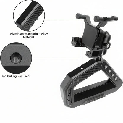 OMU Genesis Series Aluminum Center Console Grab Handle with Phone Holder Compatible with 2021 2022 2023 2024 Ford Bronco Adjustable Anti-Shake Stabilizer Cell Phone Holder
