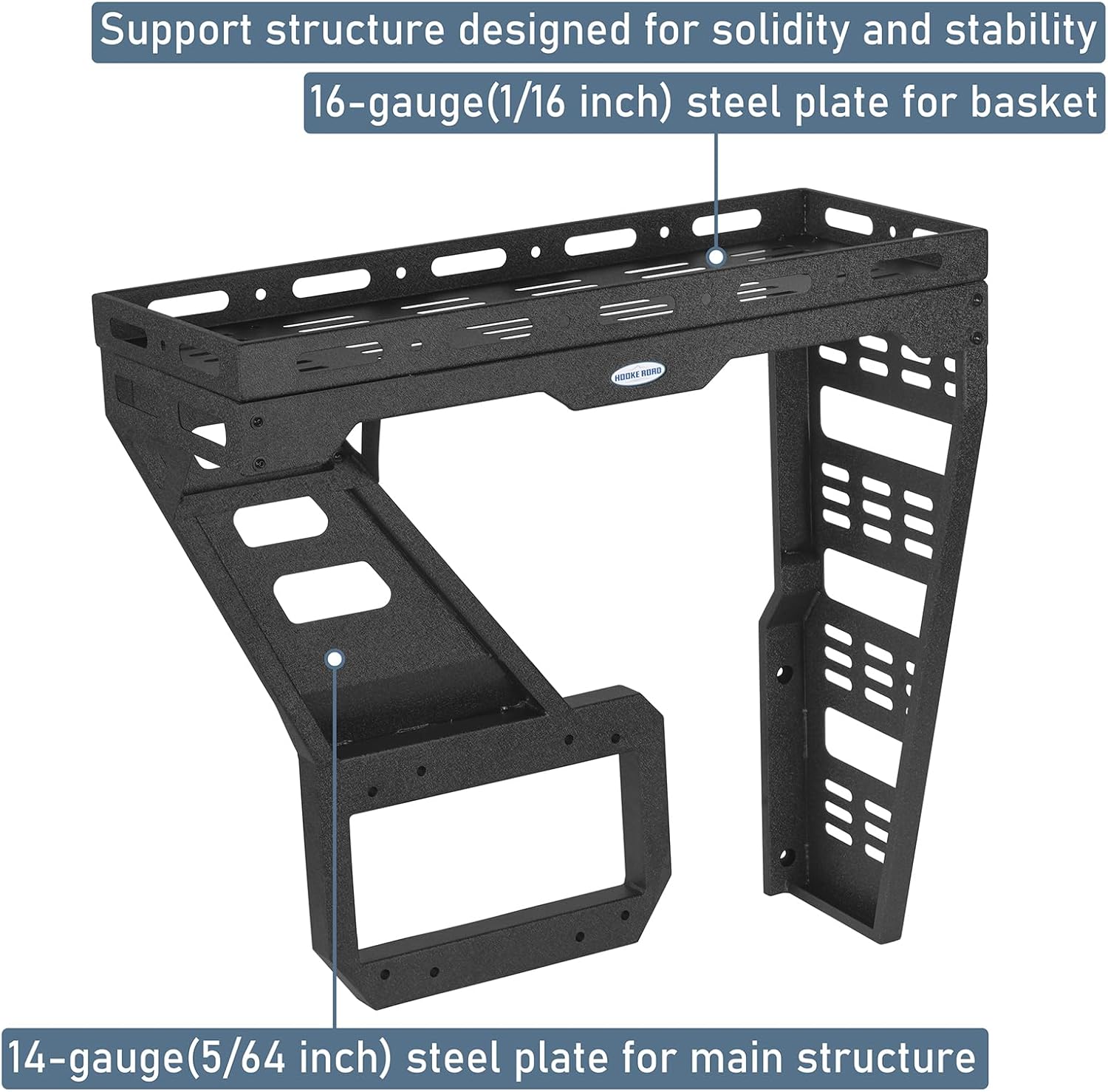 Hooke Road JL Spare Tire Cargo Rack Basket for 2018-2025 Jeep Wrangler JL 2/4 Doors, Rear Cargo Storage Tray for Overlanding Gear