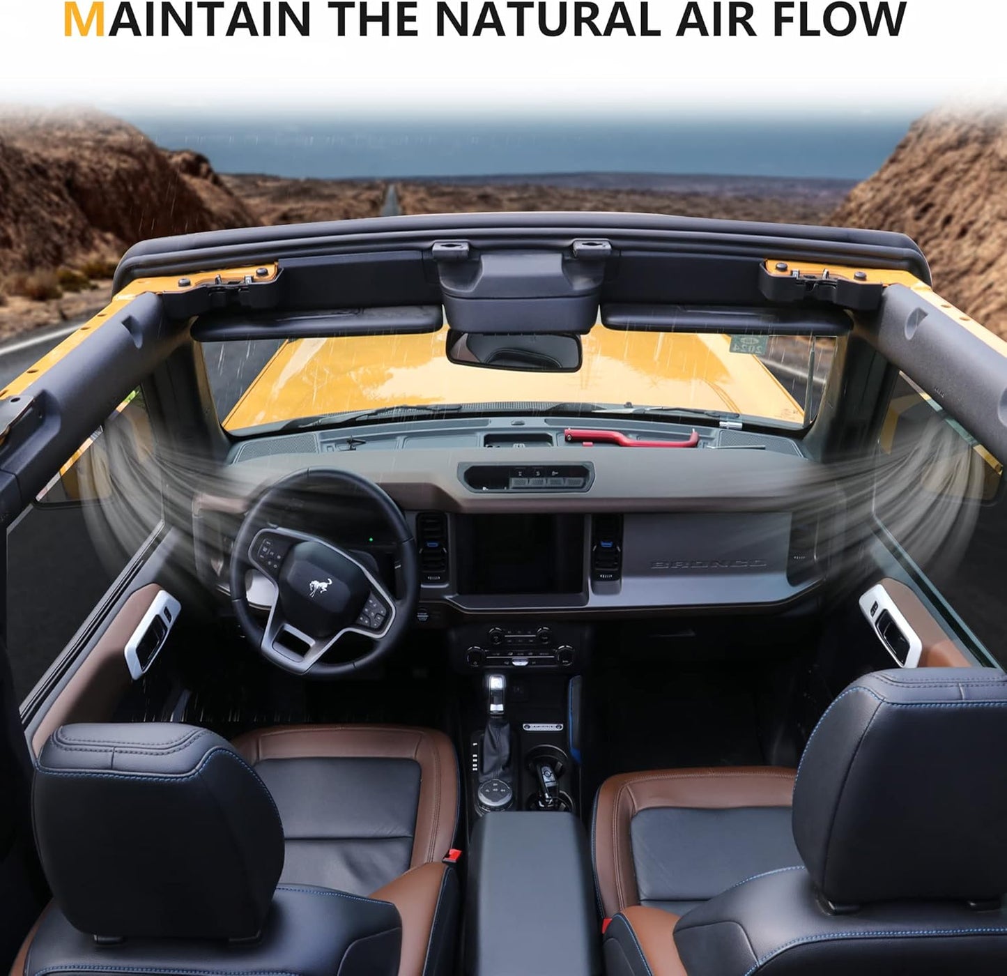 Black Window Visor Rain Guard Compatible with 2021 - 2025 Ford Bronco 4 Door