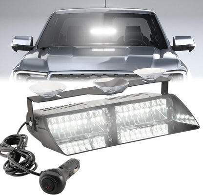 LED Dash Police Emergency Strobe Light Bar, 16 LEDs, 19 Flash Patterns, Magnetic Windshield Warning Light for Bus, RV, Car, Truck, Tractor - OMOTOR