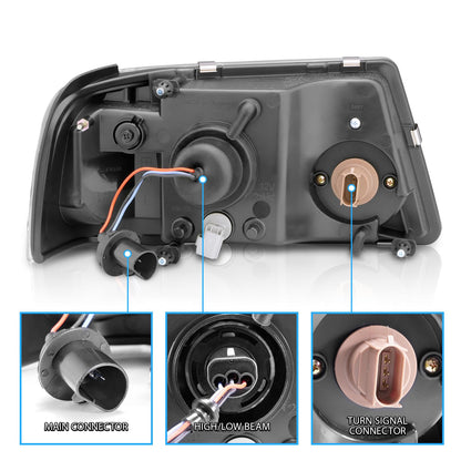 2Pcs LED Tube Black Replacement Headlights Corner Lamp Set for Ford Ranger 2001-2011
