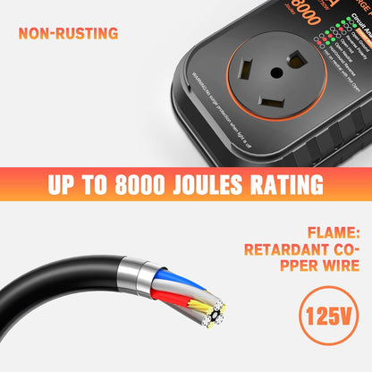 RV Surge Protectors 30/50 Amp RV Circuit Analyzer, Full Protection(8000/9500 Joules), RV Adapter Plug for Camper(Orange) - OMOTOR