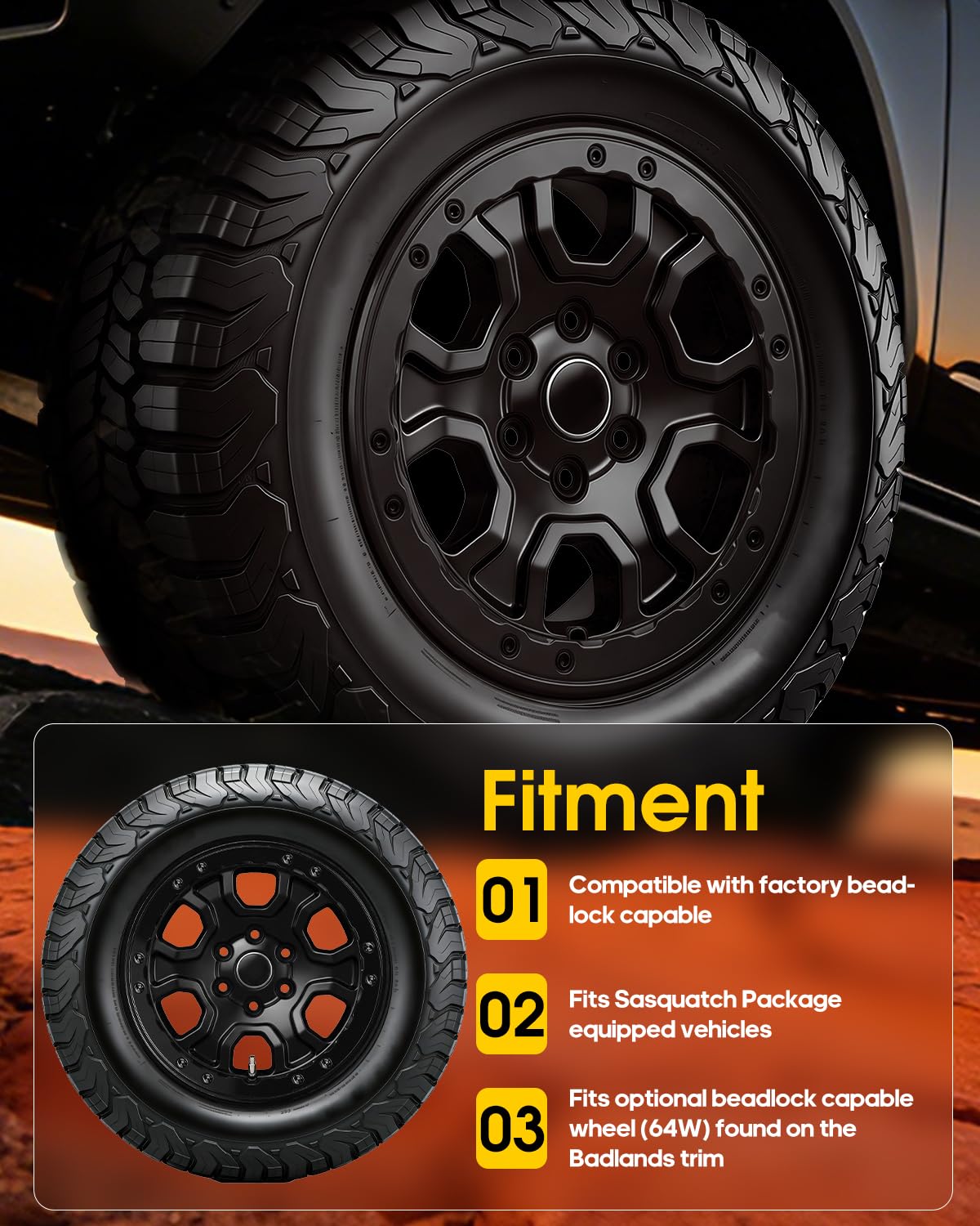 5 Pcs Bead Lock Wheel Trim Rings Kit Fit for 2021-2026 Ford Bronco