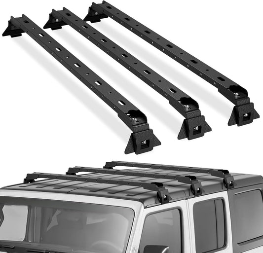 3 Crossbars 400 lbs Heavy Duty Roof Rack Crossbars for Jeep Wrangler JL JK Gladiator JT 2007-2024, (2/4 Door Hardtop)