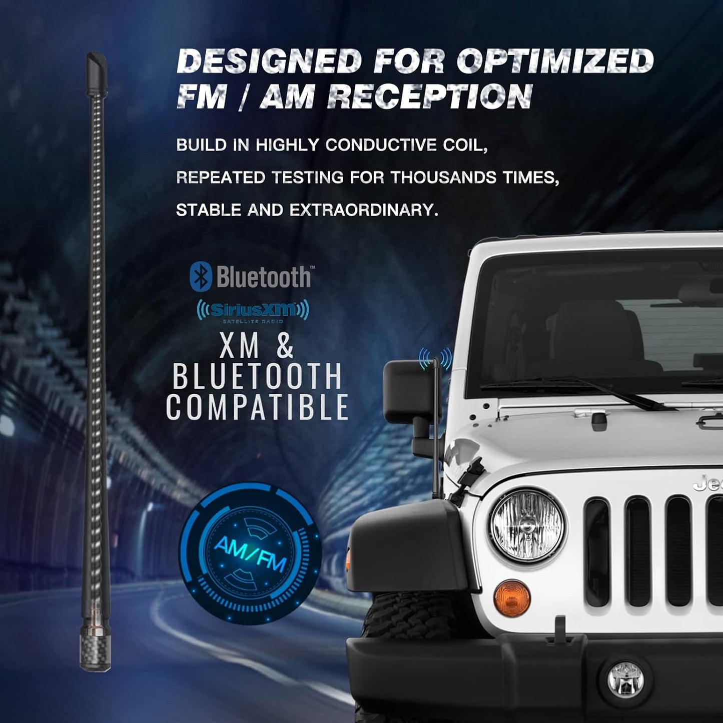 13 Inch Antenna for Jeep Wrangler JL JK JLU JKU Gladiator Rubicon Sahara 2007-2022