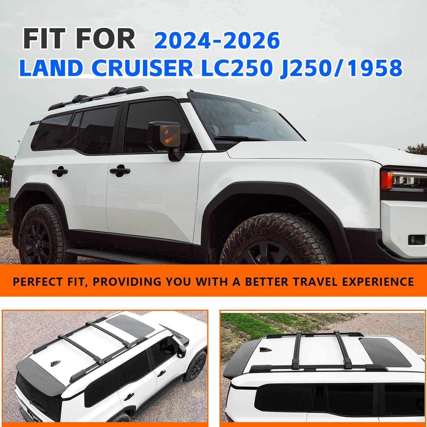 Roof Rack Side Rails + Cross Bars for Toyota Land Cruiser Prado J250 LC250/1958 2024-2026