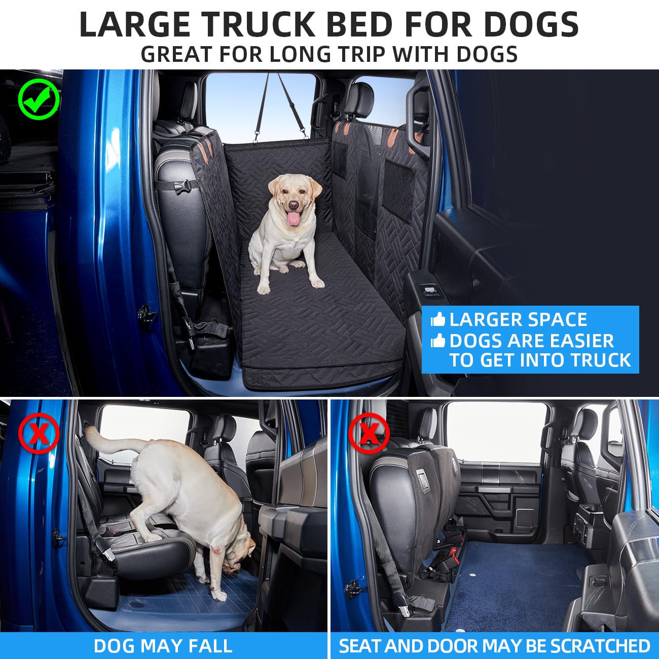 Dog Car Seat Cover for Back Seat,Dog Hammock for Truck,Back Seat Pet Cover,Back Seat Extender for Dogs,for Truck F150 /RAM 1500/Silverado/GMC/Tundra