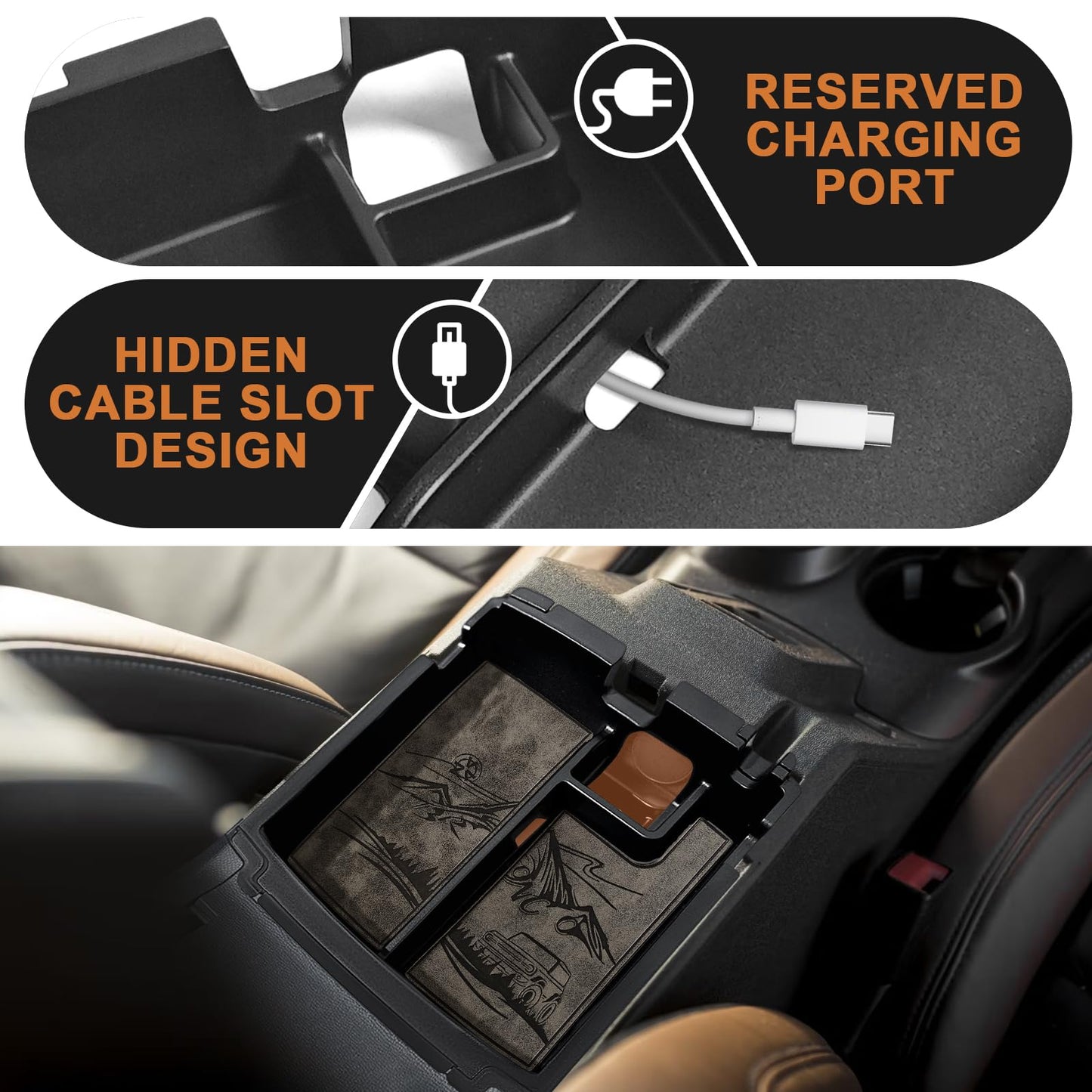 Center Console Organizer Compatible with 2025 2026 Ford Bronco (Not for 2-Door& Manual &Bronco Sport)
