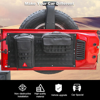 RT-TCZ Tailgate Storage Bag Tool Kit Cargo Organizer Storage Pockets Canvas for Jeep Wrangle TJ JK JKU JL JLU 1997-2022,3PCS