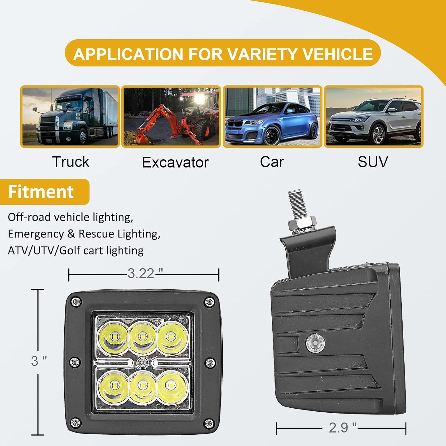 Wsays 2pcs 24 W LED Light Pods & Ditch Hood Hinge LED Pod Mount Bracket w/Wiring Kit Compatible with Toyota Tacoma 2016-2024