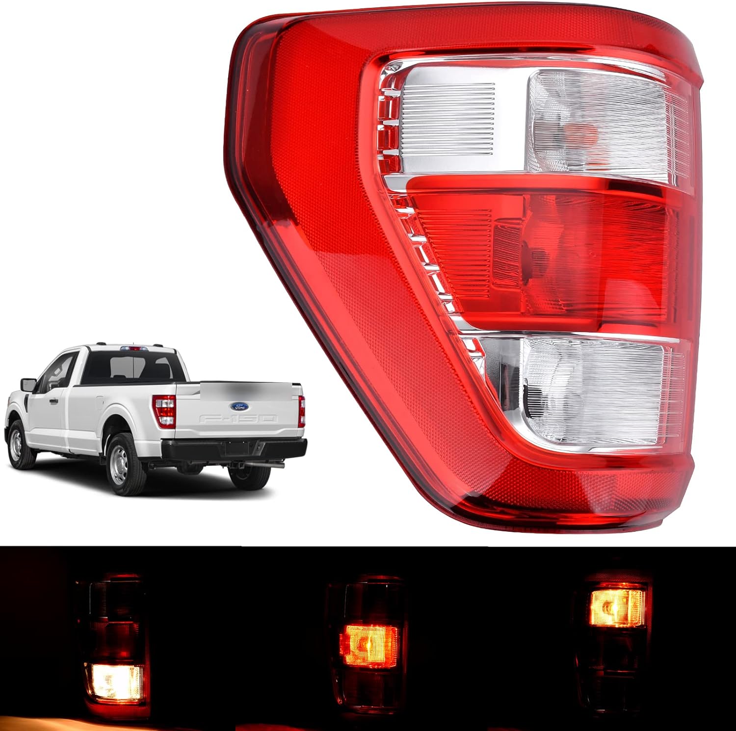 Tail Light Assembly with Blind Spot & Brake Lamp for 2021-2023 Ford F-150 – LED/Halogen, Left/Right Side (Module Not Included)