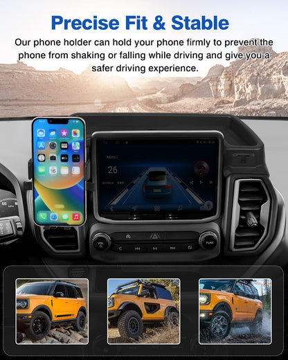 Autorder Phone Holder Mount for 2021 2022 2023 2024 Ford Bronco Sport Accessories Center Console Dashboard Organizer with Phone Stand with Anti-Slip Mat