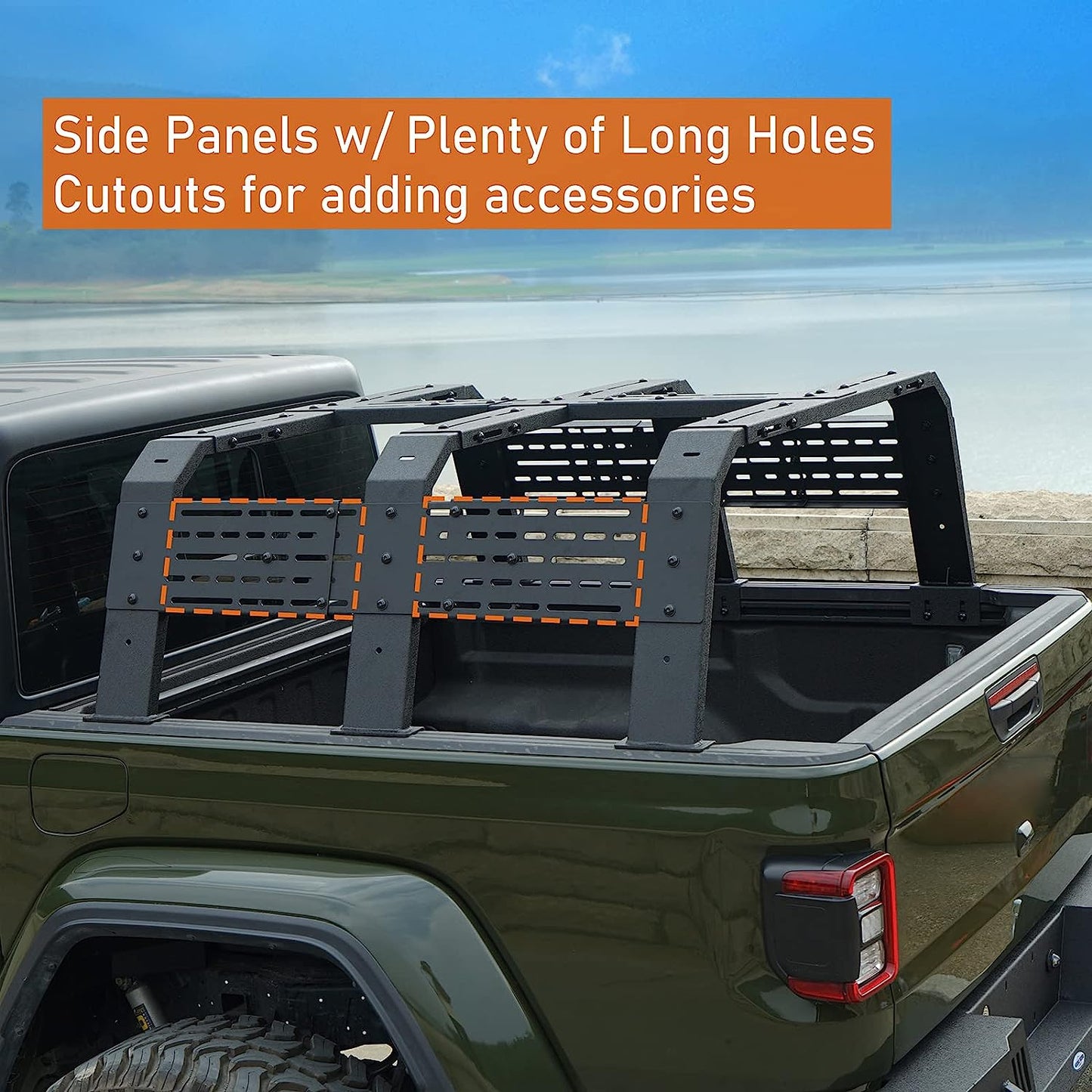 High Overland Bed Rack for Mid-Size Trucks w/Bed Rails - Compatible with 05-23 Toyota Tacoma & 20-23 Jeep Gladiator JT